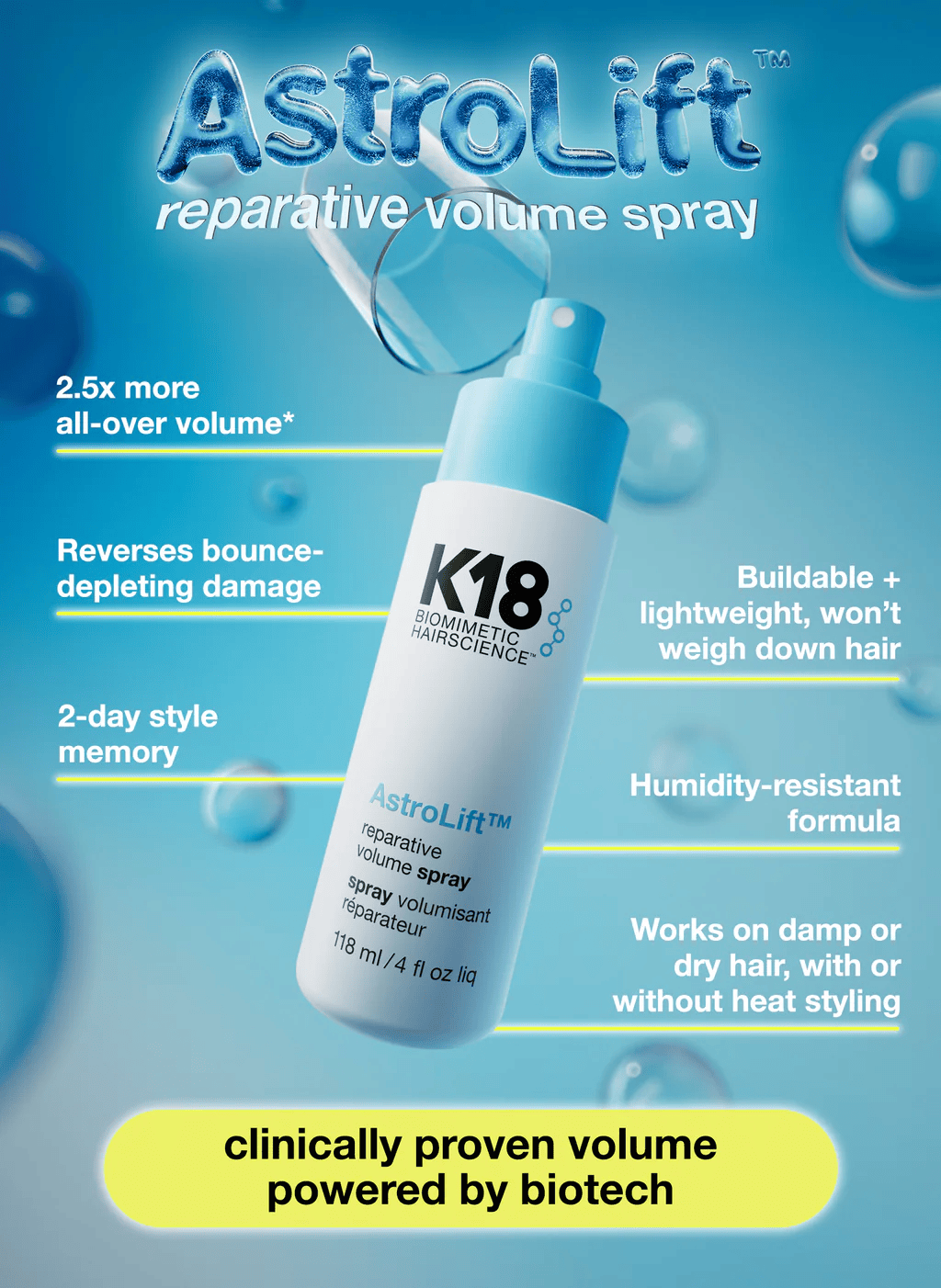 K18 ASTROLIFT™ REPARATIVE VOLUME SPRAY | FREE 1pc K18 Hair Mask 5ml