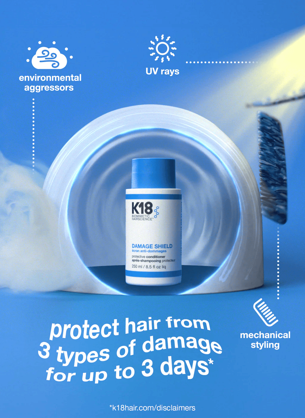 K18 Damage Shield PH Protective Conditioner 250ml | FREE 1pc K18 Hair Oil 1ml