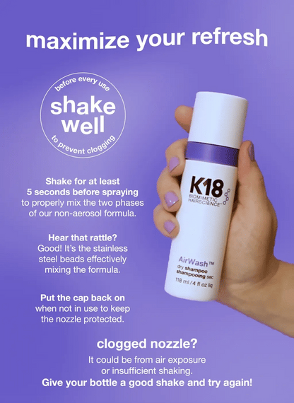 K18 AirWash™ Dry Shampoo 118ml | FREE 1pc K18 Hair Mask 5ml